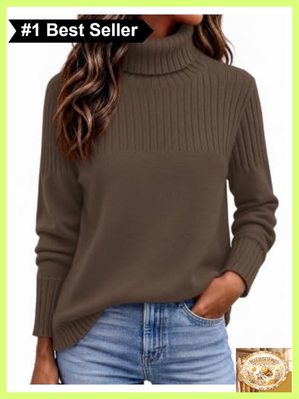 Women's Turtleneck Ribbed Knit Pullover Sweater Fall Winter Casual